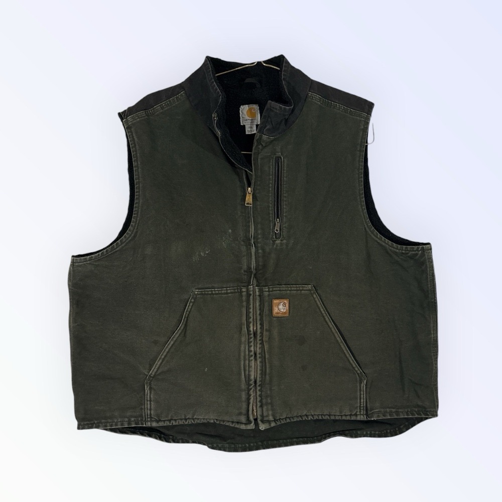 CARHARTT VEST MENS 2X GREEN BLACK SHERPA LINED